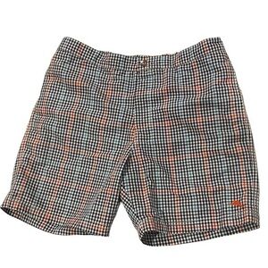 Mens Large Tommy Bahama Swim Trunks Mesh Lined Checked Board Shorts Blue